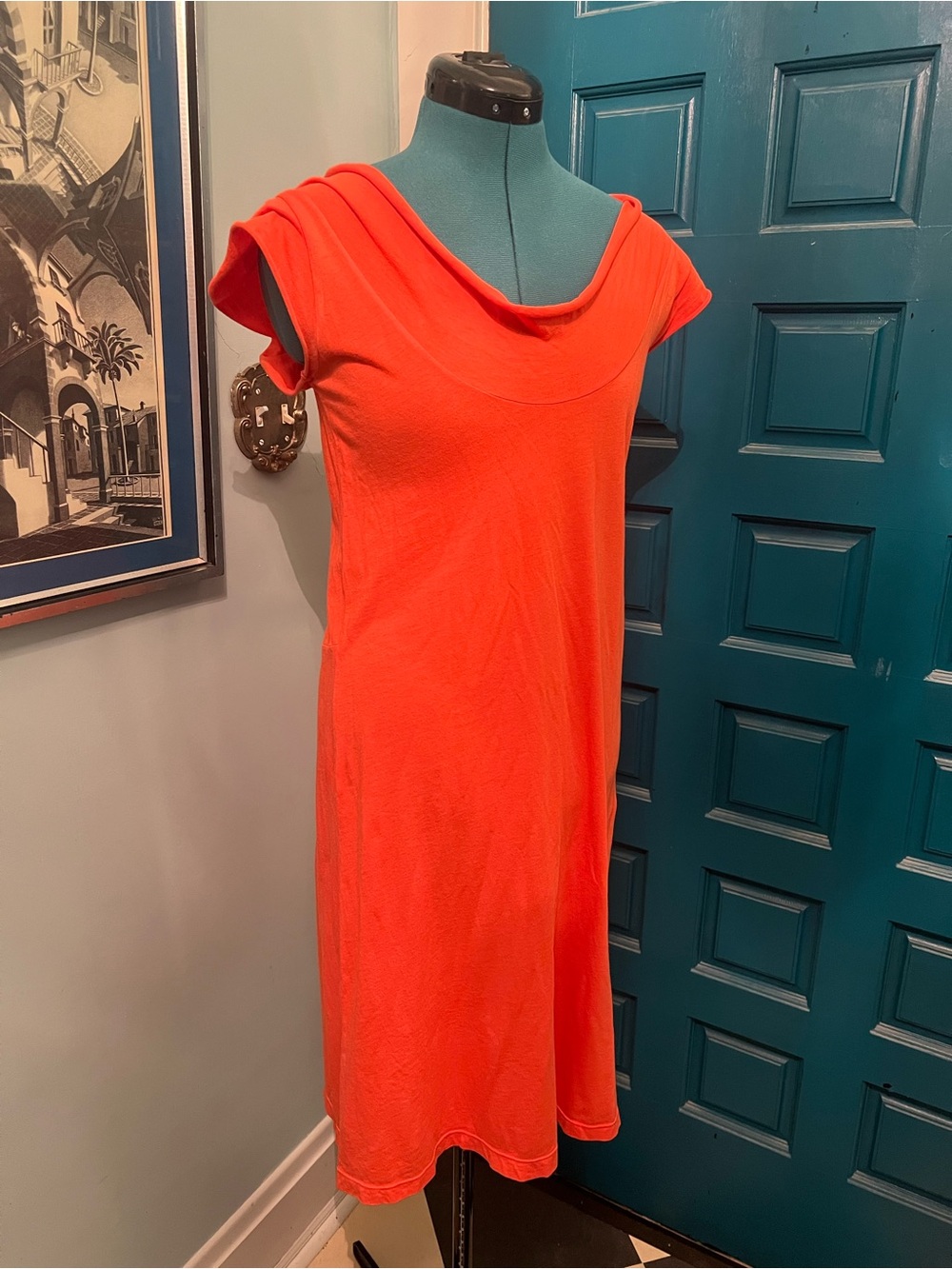 Prairie Underground Falconet Dress S Organic Cotton Cowl Neck Orange